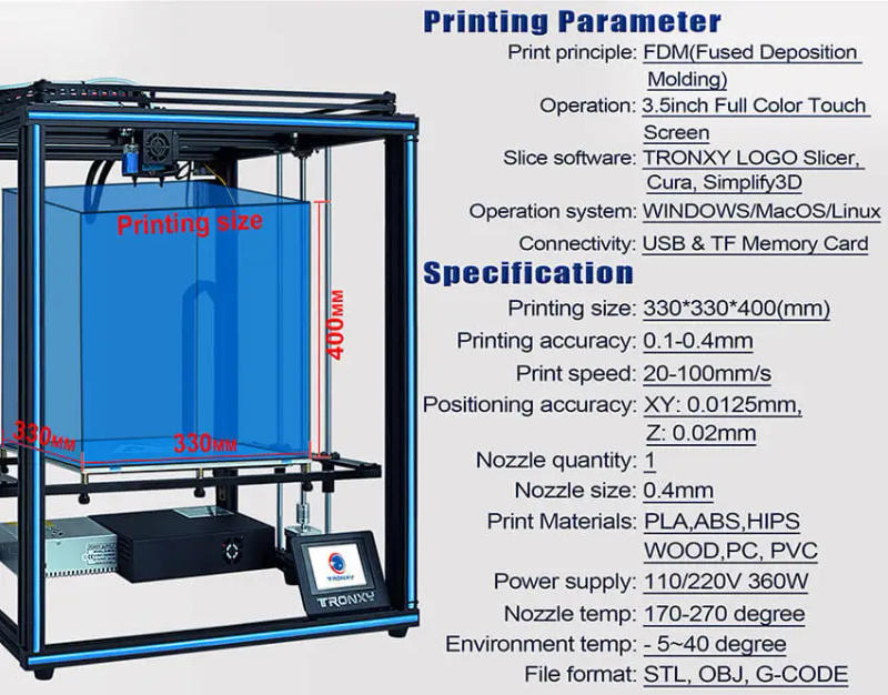 Description Picture 5 of itemTronxy DIY X5SA 3D Printer New Upgraded Guide Rail Titan Extruder 3D Printer Kit Resume Power Failure Impresoras 3D Printing