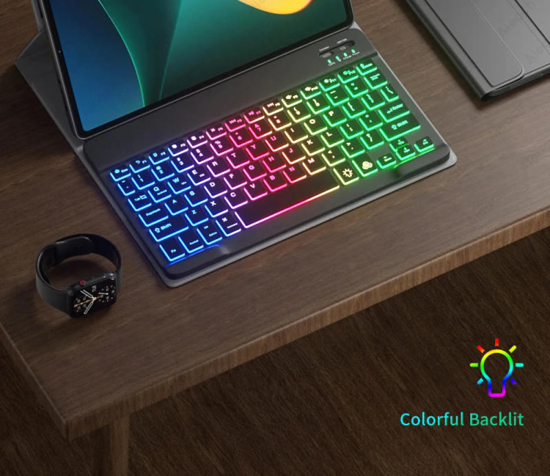 Description Picture 3 of itemFunda For Xiaomi Pad 5 Case Keyboard Cover For Xiaomi Mi Pad 5 Pro Case 2021 Russian Spanish French Rainbow Bluetooth Keyboard