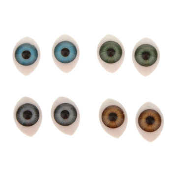 8pcs Oval Flat Back Glass Eyes 9mm Iris for Porcelain or Reborn Dolls DIY