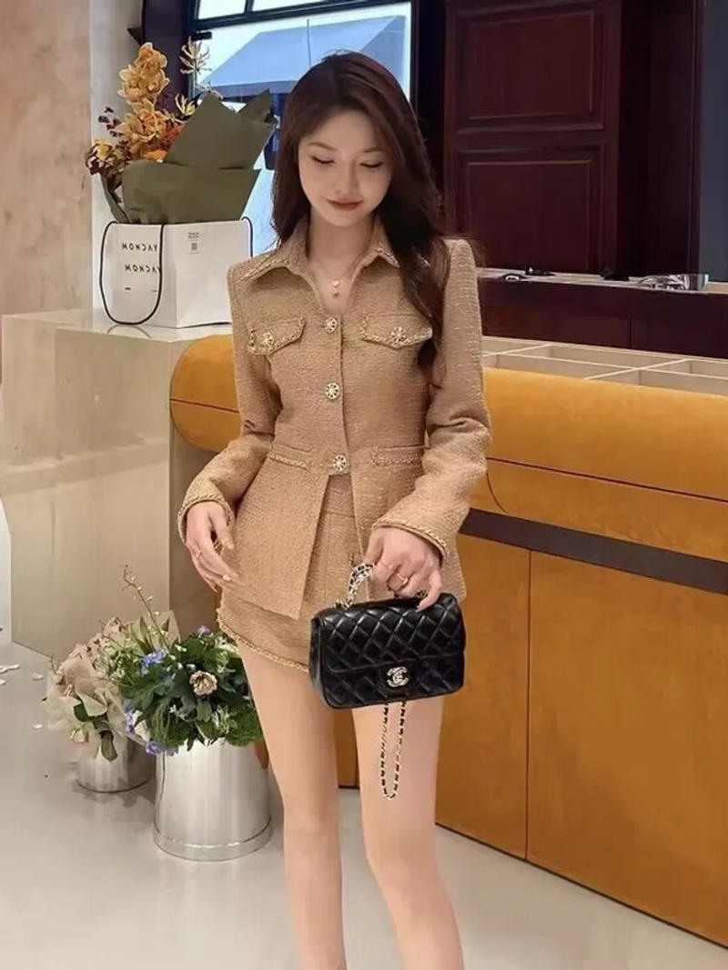 Description Picture 3 of itemAutumn Winter clothes two Piece Set For Women High Street Luxury Fashion Jacket Coat + Short pant 2 piece sets women outfit