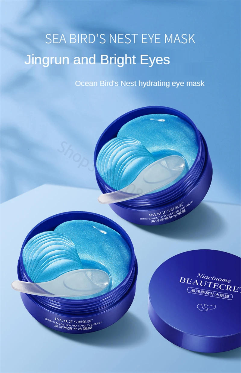 Description Picture 3 of item60PCS Ocean Bird's Nest Eye Mask Moisturizing Firming Anti Aging Wrinkles Hyaluronic Acid Hydrogel Collagen Patchs Eye Skin Care