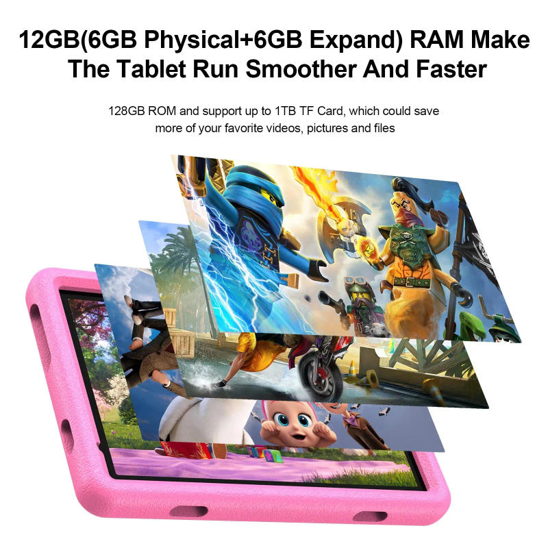 Description Picture 4 of item10.1 Inch Tablet for Kids, Android 13, Octa-Core, 4G LTE Dual SIM, Parental Control, 12GB RAM(6+6 Expand)/128 GB Storage