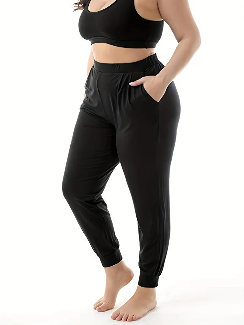 Description Picture 3 of itemSpring and summer new women's plus-size knitted fabric elegant temperament casual slim-fit nine-point pants