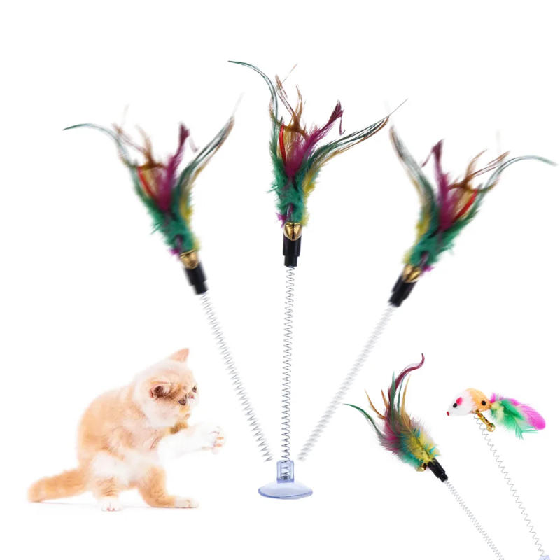Description Picture 6 of itemSimulation Mouse Feather Cat Toys with Suction Cup and Bells Kitten Dogs Tease Stick Wand Pet Playing Supplies