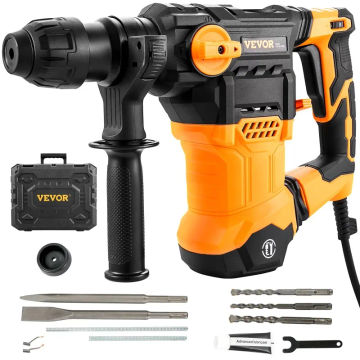 VEVOR 1-1/4inch SDS-Plus Rotary Hammer Drill,Chipping Hammers w/Vibration Control & Safety Clutch, Power Tool For Concrete