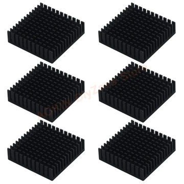 6Pcs Aluminum Chipset Heat Radiator Cooling Fin Heatsink 40mm x 40mm x 11mm Black 3D Printer Parts