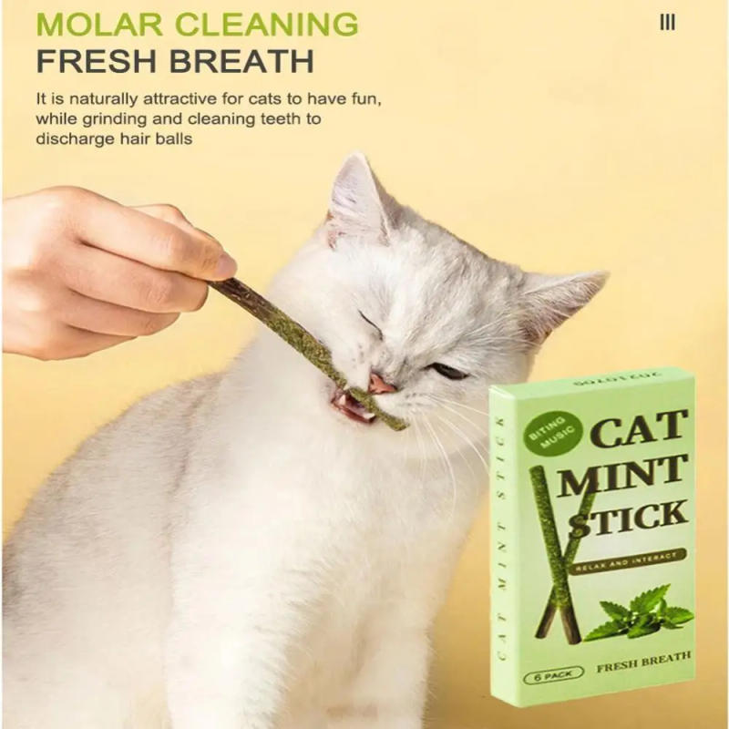 Description Picture 2 of item6Pcs Cat Chew Toys 100% Natural Silvervine Catnip Sticks For Silvervine Teeth Cleaning Treating Cat Mint Caught Bite Excited Rod