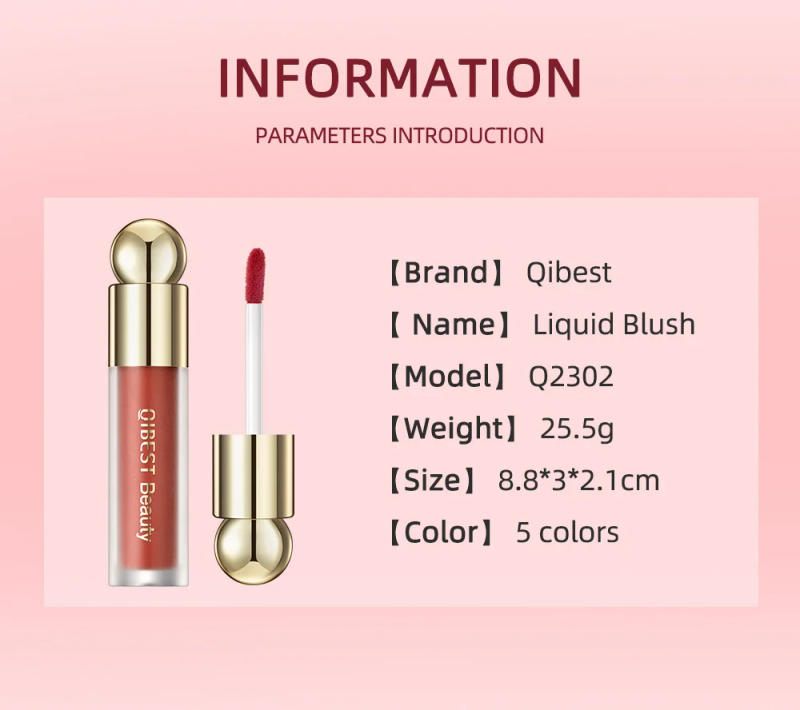 Description Picture 6 of item1PCS Liquid Blush Velvet Matte Blusher Face Pigment Lasting Beauty Natural Cream Cheek Tint Orange Peach Blush Makeup Maquiagem