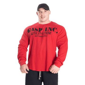 Gasp Autumn Bodybuilding Fitness Warm And Breathable Training Pure Cotton Waffle Men's Pullover Long Sleeve Underlay New Style