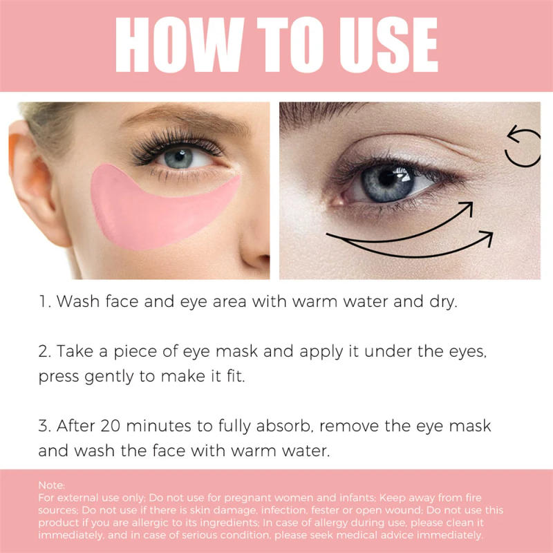 Description Picture 6 of itemSkincare Products Pink Rose Hyaluronic Acid Eye Mask Remove Dark Eye Circles Collagen Eye Patches Korean Face Care Product