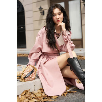 MISHOW Women's Double Breasted Removable Lapel Patchwork Trench 2023 Autumn Fashion Casual Coats Loose Belt Overcoat MXC47W0084