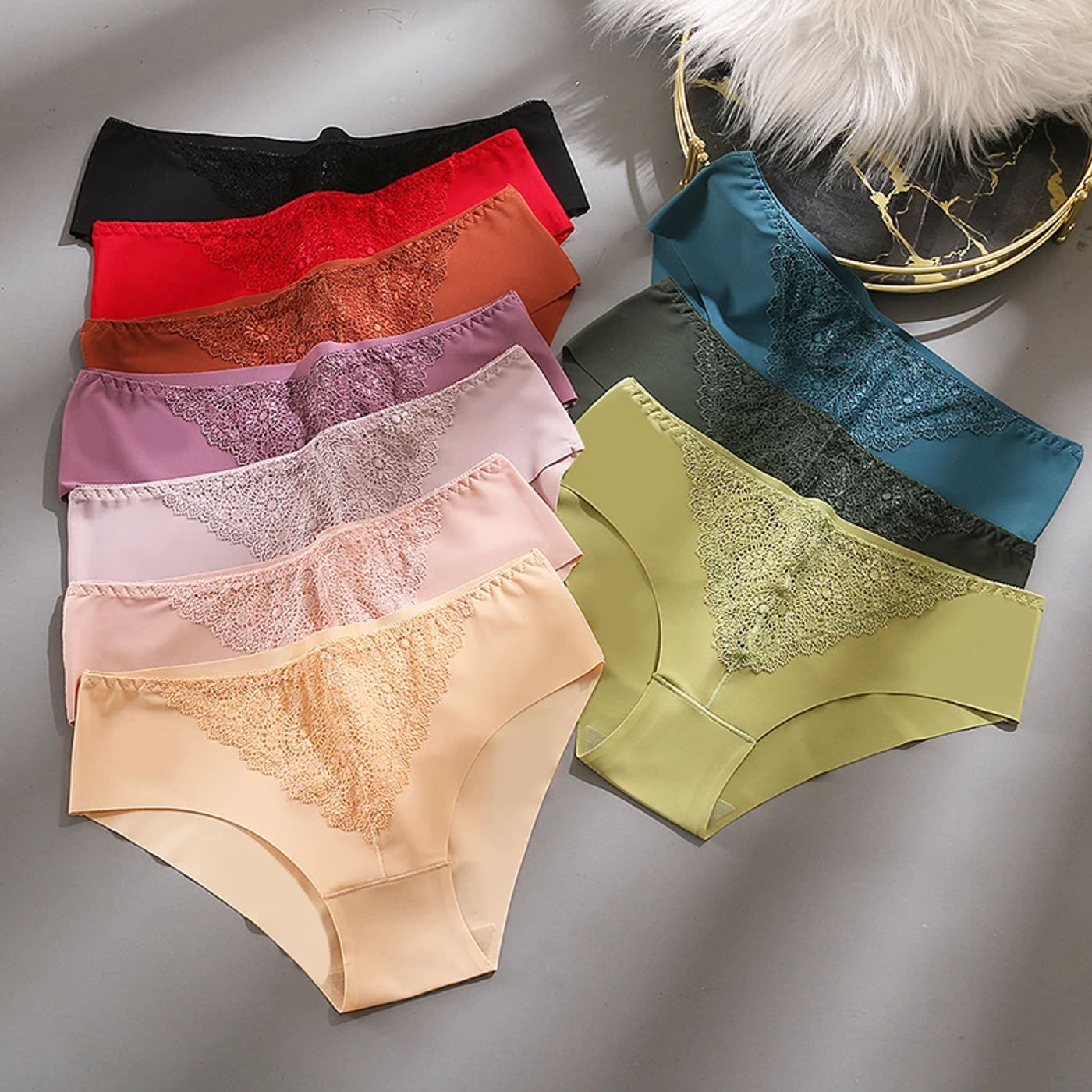 Description Picture 4 of itemBZEL 10PCS/Set Women's Panties Exquisite Sweet Lace Underwear Sexy Lingerie Silk Satin Briefs Woman Comfort Breathable Underpant