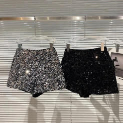 Zik Hekiy New Autumn Black Velvet Shorts Women Sequined Shiny Versatile Short Pants Clubwear Shorts Hot Pants High Street
