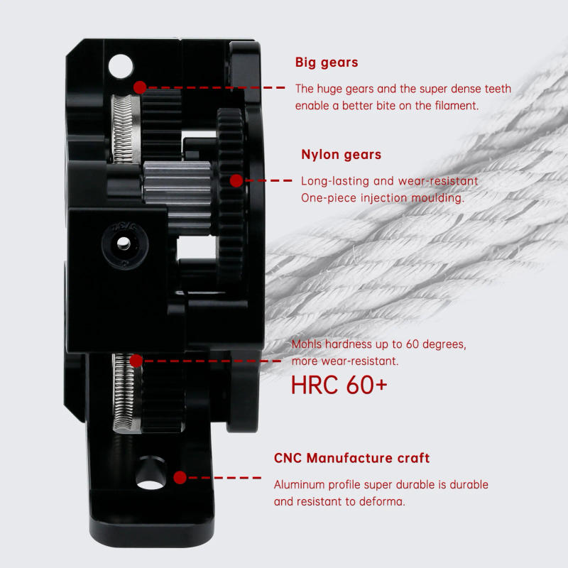 Description Picture 6 of itemDB-3D Printer Parts HGX-LITE-Extruder All Metal Hardened Steel Reduction Gear Extruder PLA/TPU For CR-10/10S/Ender-3/3 V2 Series