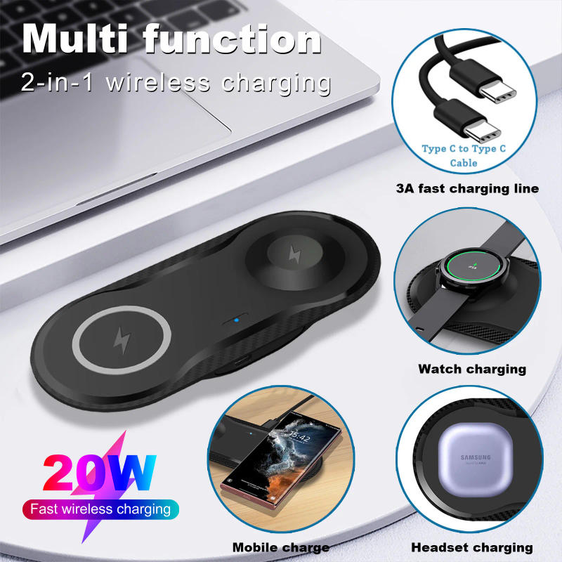 Description Picture 5 of item25W 2 in 1 Wireless Charger Pad For Samsung S23 S22 Ultra Galaxy Watch 6 5 Pro 4 3 Active Buds Dual Fast Charging Dock Station