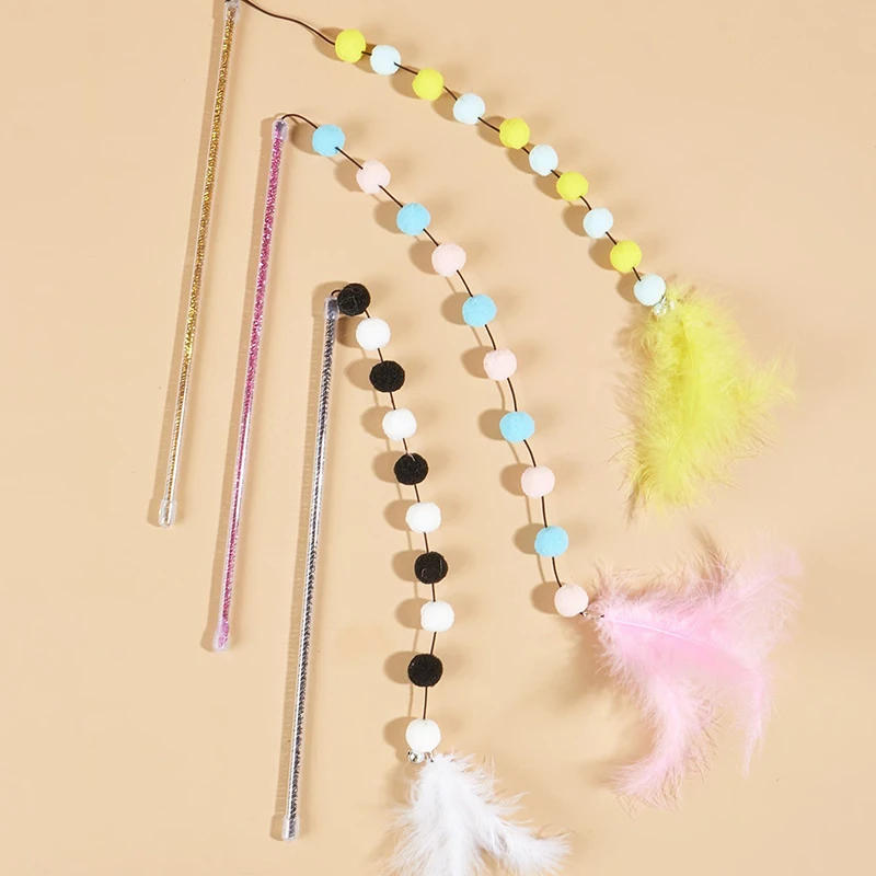 Description Picture 3 of itemCat Toy Pompom Cat Toys Interactive Feather Toys for Cats Teasing Durable Cats Toy Playing Stick Plush Ball Pet Supplies