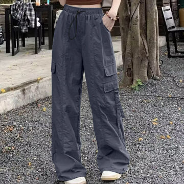 Womens Sweatpants Hip Hop Joggers Baggy Cargo Pants Wide Leg Trousers Streetwear Stretchy Drawstring Pockets Kpop Y2K Pants New