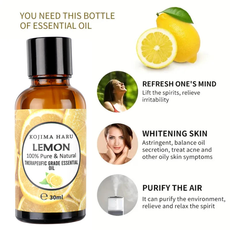 Description Picture 5 of item1pc Lemon Essential Oils 30ml/1.01 Fl.Oz For Diffusers Humidifier 100% Pure Natural Aromatherapy Massage Bath Sleep Relaxation