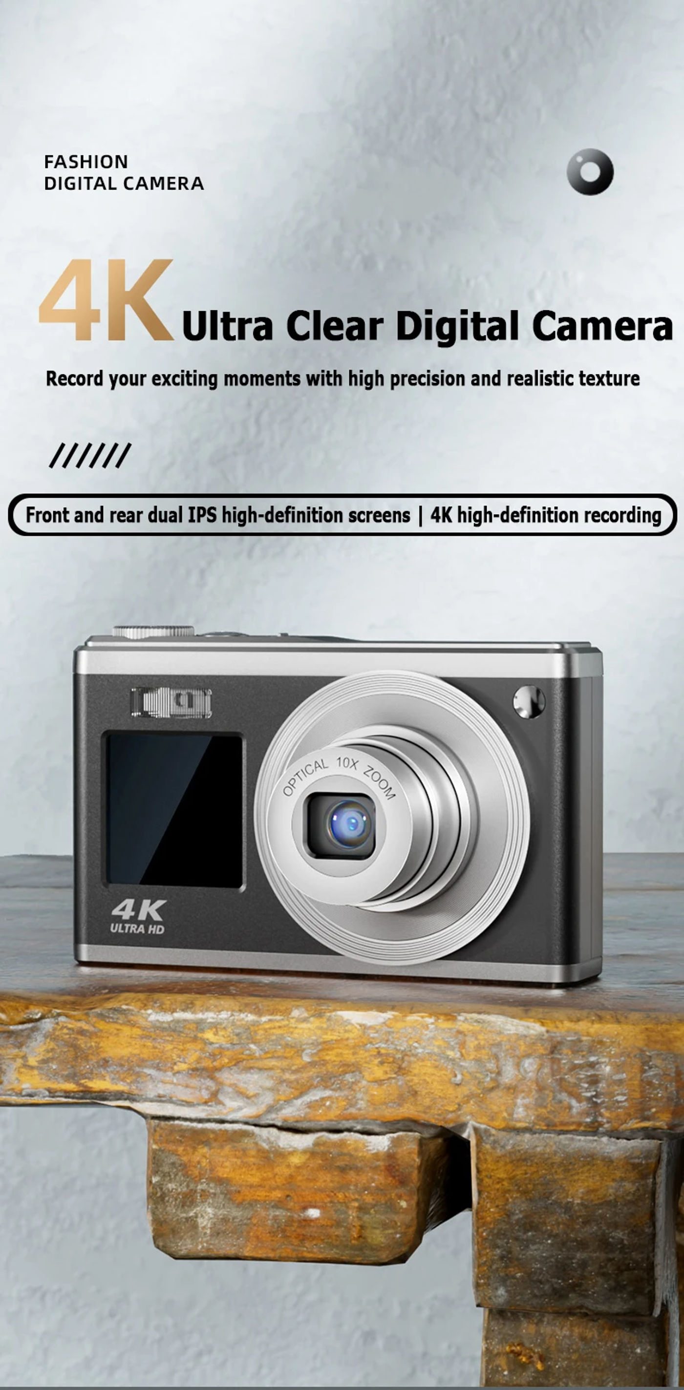 Description Picture 2 of itemPortable 4K Ultra Clear Macro 60 Megapixel Front And Rear Dual IPS HD Sreen 10x Optical Zoom 6x Digital Zoom Digital Camera