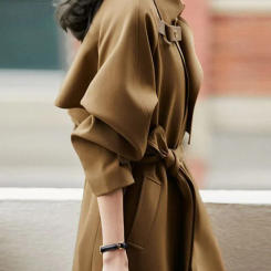 Elegant Women Trench Long Sleeve Streetwear Korean Fashion Jackets Loose Solid Vintage Casual 2023 New Autumn Winter Coats