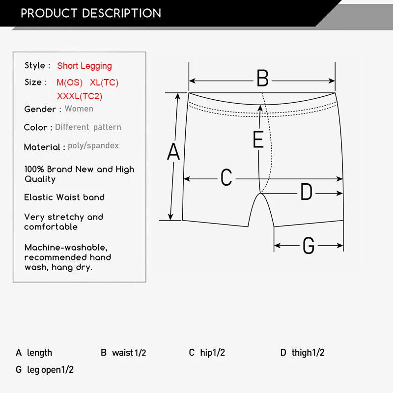 Description Picture 2 of itemLETSFIND High Quaility Women's Shorts Beautiful Rose Print High Waist Sexy Elasticity Leggings Summer Fitness