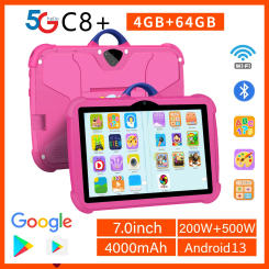 BDF 7 Inch Kids Tablet Quad Core Android 13 4GB And 64GB WiFi Bluetooth Educational Software Installed 5G WiFi 4000mAh Battery