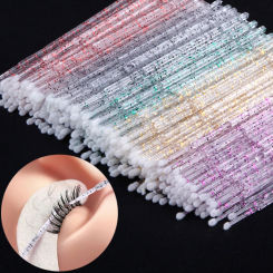 50pcs Crystal Micro Brush Individual Lash Removing Swab Disposable Mascara Wands Applicator Sticks False Eyelash Extension Tools
