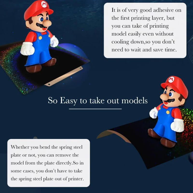 Description Picture 6 of itemShiny PEY+PEI Magnetic Pei Plate 310 235 241 256 220 Pei Ender 3 Pro Upgrades Build Plate Spring For Bambulab Prusa Artillery SX