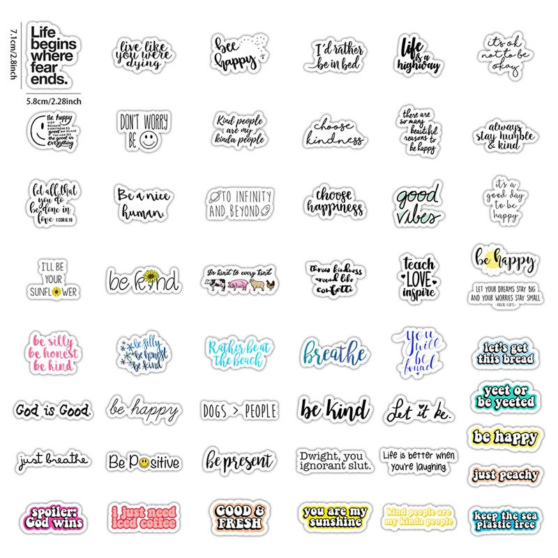 Description Picture 6 of item50pcs English Letters Inspirational Quotes Sticker For Laptop Computer Skateboard Decals Helmet Waterproof Notebook Stickers