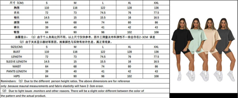 Description Picture 2 of itemSummer Women Two Piece Set Sportswear T-Shirts and Shorts Ladies O-Neck Pullover Short Sleeve Casual Tracksuit Female Outfits