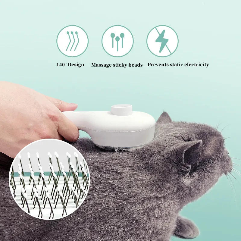 Description Picture 6 of itemCat Comb Dog Hair Remover Brush UVC Sterilization Pet Grooming Slicker Needle Comb Removes Tangled Self Cleaning Pet Supplies