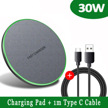 30W Wireless Charger Dock for Samsung S23 S22 S21 iPhone 15 14 13 12 11 XS XR X 8 Airpods 3 Pro Induction Fast Charging Pad