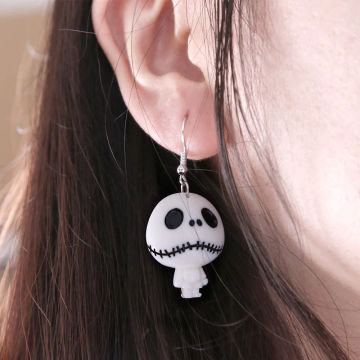 1pair Plastic Earrings Girl Halloween Party Decoration Prop Cartoon Ghost Eye Devil Blessing Bag Ear Studs Halloween Decorations