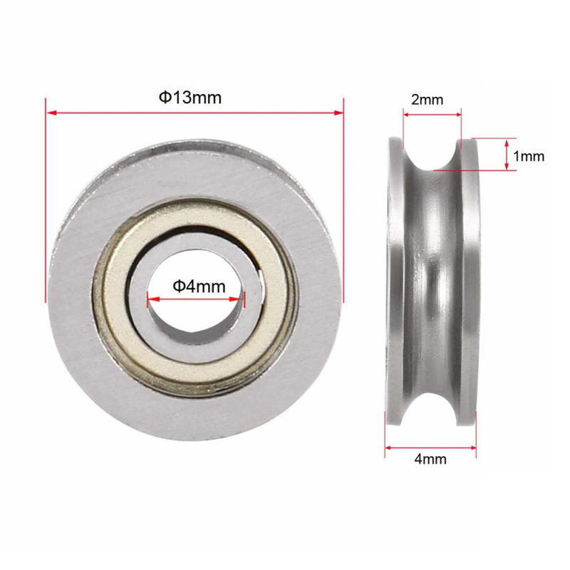 Description Picture 6 of item6pcs 3D Printer MK8 U604ZZ 604UU 4x13x4mm U Groove Bearing Extruder Round Wheel Gear Walking Guide Rail Bearings Fitting Pulley