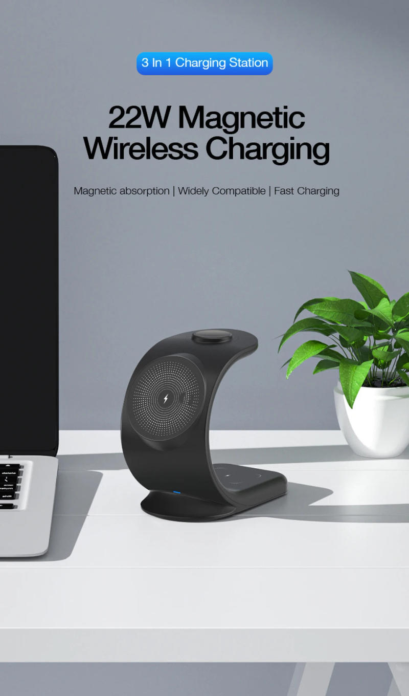 Description Picture 2 of itemWireless Charger 3 In 1 Fast Charging Station Magnetic Charger Stand For iPhone 15 Pro Max iWatch AirPods Samsung S23 S22 Ultra