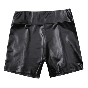 Sexy Nightclub Costumes Shorts Women PU Leather Shorts High Waist Solid Color Button Black Pants Fashion Summer