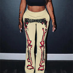 Simenual Y2K Aesthestic Printed Wide Leg Pants Casual Pocket Loose Flare Trousers Warm Autumn Winter Bottoms Punk Streetwear New