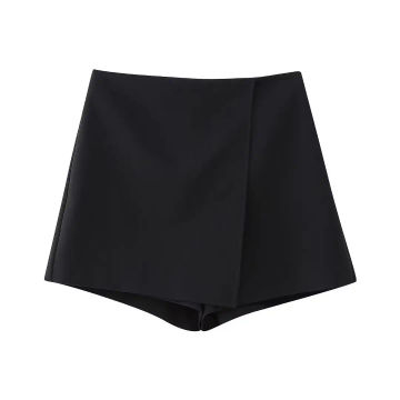 TELLHONEY Women Fashion Side Zipepr Irregular Skort Female Casual High Waist A Line Slim Fitting Solid Mini Skorts