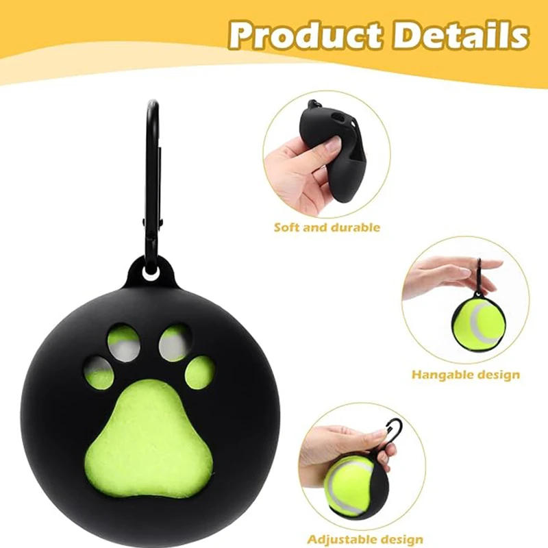 Description Picture 3 of itemSilicone Ball Holder for Tennis Lightweight Easy Installation Hands-free Dog Attachment Paw Print Training Walking Pet Supplies