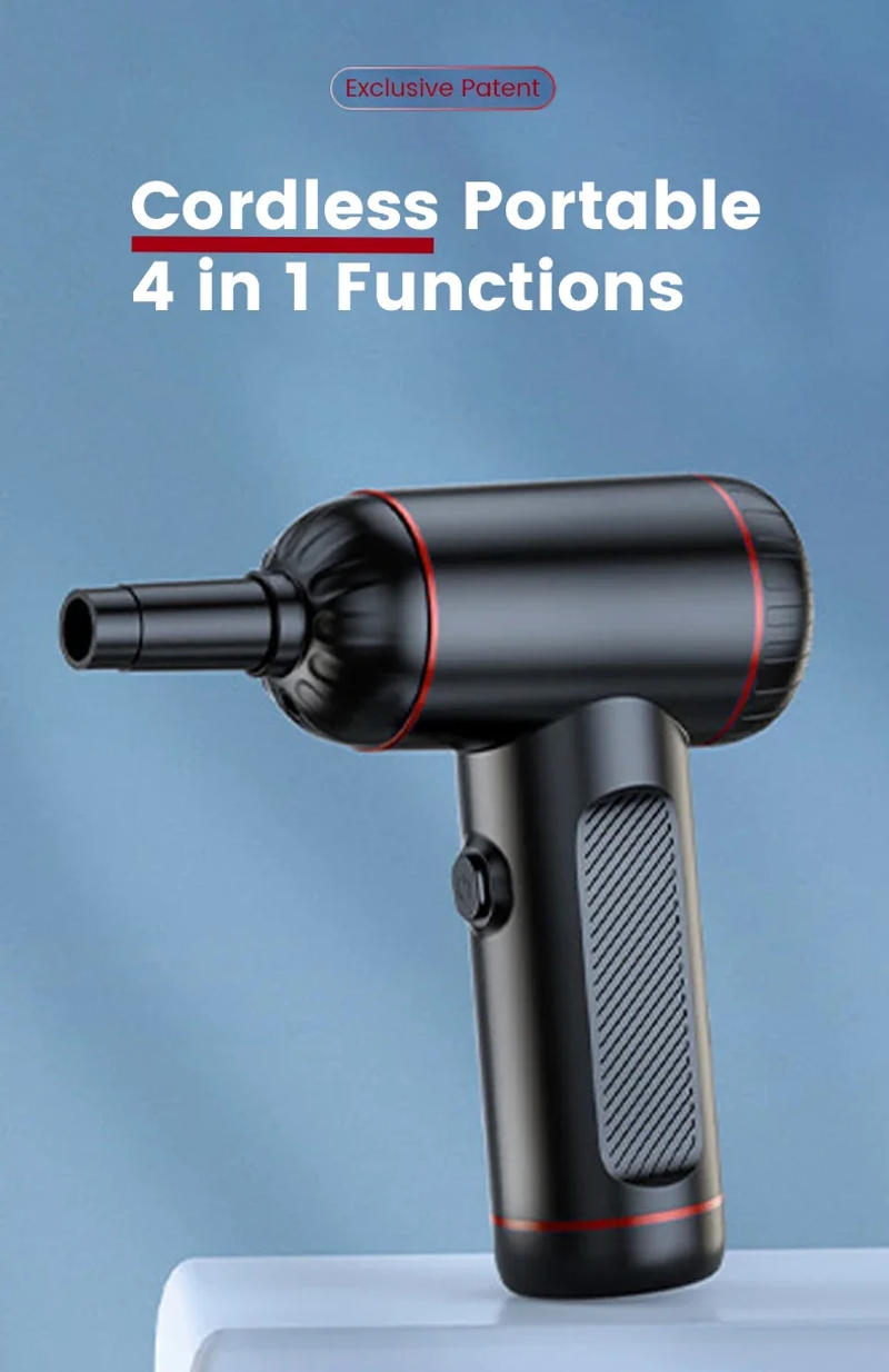 Description Picture 2 of item4 in1 Cordless Air Duster Blower Pump Portable Compressed Air Cans Electric Computer Cleaner Sucking Car PC Laptop Keyboard