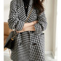 Women Coat Plaid Woolen Coat for Women's Autumn Winter Overcoat Korean  Fashion Mid Length Coat for Women's Clothing Tops