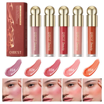 QIBEST Liquid Cheek Blush Facial Nourishing Blush Stick Waterproof Multi-purpose Eyes&lips Makeup Blusher Cosmetics 5 Colors Set