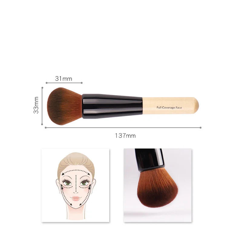 Description Picture 4 of itemLuxury Champagne Makeup Brushes Flat Top Foundation Brush Large Face Brush Repair Brush Contour Brush for Liquid Cream Powder