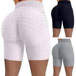 Shorts Sports Supply Ladies Shorts Raise Hip Elastic Waist Pineapple Grid Comfortable Soft Daily Wear Polyester Women's High Wai