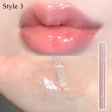 Mirror Blue Fine Diamond Clear Lip Gloss Pearly Seductive Lip Glaze Shiny Lips Long Lasting Waterproof Jelly Toot Lip Oil Balm