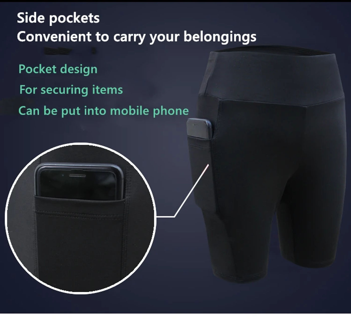 Description Picture 6 of item2022 Women's Yoga Pants Gym Pants Sports Running Shorts Quick Dry Leggings Cycling Push-Ups Safety Panties with Side Pockets