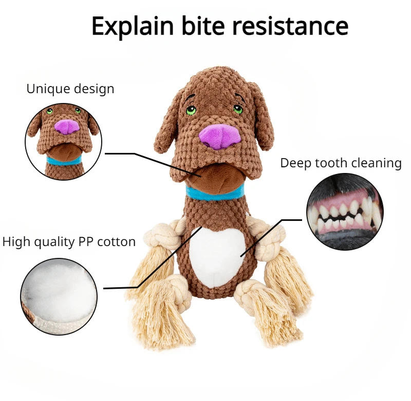 Description Picture 3 of itemDog Plush Vocalization Toys Bite Resistant Cotton Rope Dog Teeth Grinding Interactive Training Puppy Plaything Pets Supplies
