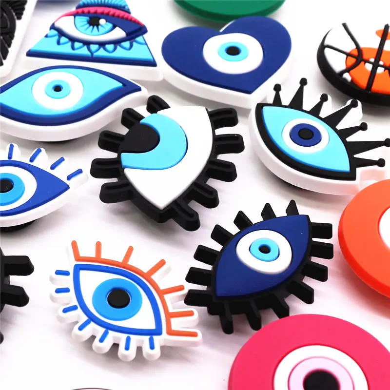 Description Picture 4 of itemNew Jibz 1pcs Evil Eye Shoe Charms DIY Tai Chi Clogs Shoes Decorate Fit Croc Sandals Buckle Aceessories Unisex X-mas Cool Gifts