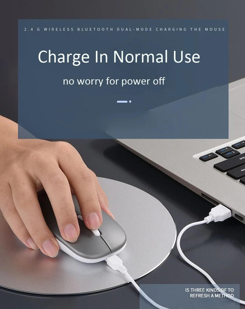 Description Picture 3 of itemErilles Rechargeable Optical Wireless Mouse Slient Button Ultra Thin Mini Optical Ultrathin USB 2.4G Mice for Computer Laptop PC