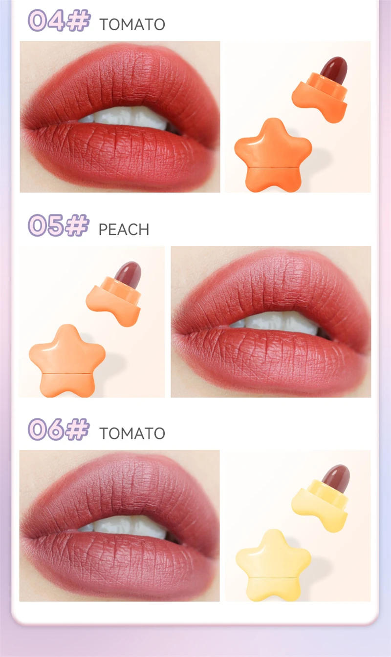Description Picture 6 of itemCute Makaron Mini Lipstick Set Matte Velvet Capsule Star Design Sexy Lip Makeup Lasting Waterproof Lip Tint Girl Gift Cosmetics